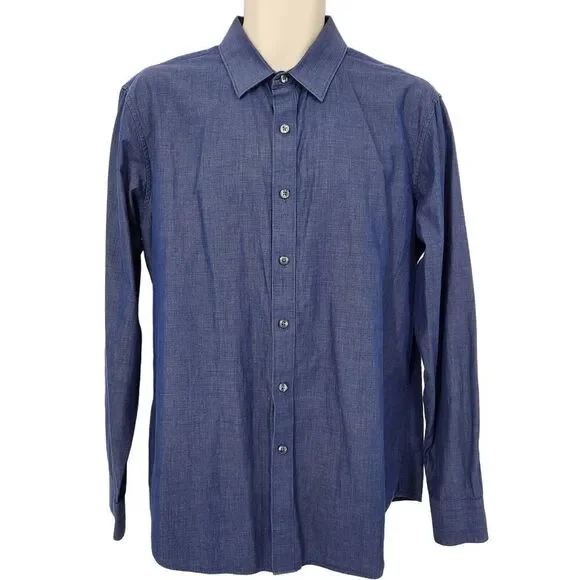Apt. 9 Slim Fit Dress Shirt Men's Size Large Blue Long Sleeves - Picture 2 of 8